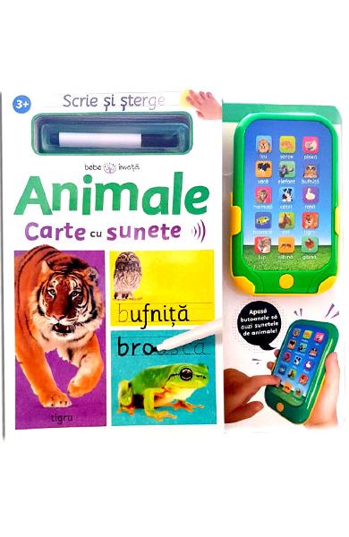 Scrie si sterge. Animale. Carte cu sunete 